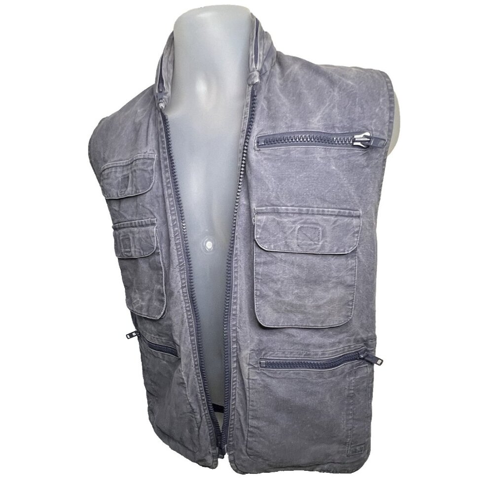 Vtg 80's Banana Republic Safari Vest Jacket Mens XS Photography Pack Away Hood - Picture 1 of 16